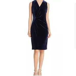 Elie Tahari: Crushed velvet sheath dress in gunmetal